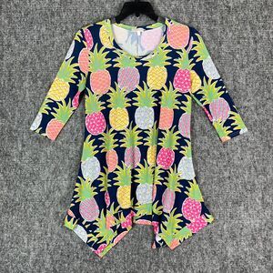 Simply Southern Blouse Women Small Shirt Business Pineapple Pullover Long-Sleeve